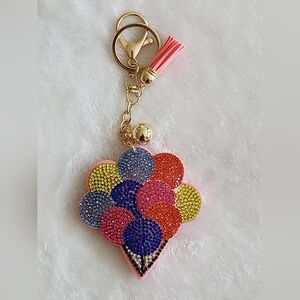 Colorful Balloons Rhinestone Keychain Bag Charm